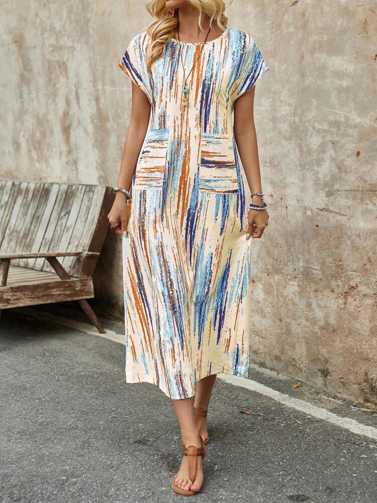 

2025 весна и лето женское новое платье без рукавов с принтом тай-дай с развевающимися рукавами для женщин XXL