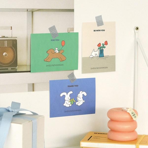 Iconic Cuddly Message Cards 8 Types X 3 Pieces + Envelope Set