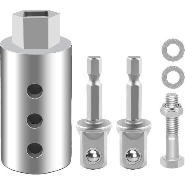 Heavy Duty Trailer Jack Drill Adapter with Cordless Drill, 1/2 to 1 Stainless Steel Socket Adapter Fits Any 1" Drive On Trailer Jack