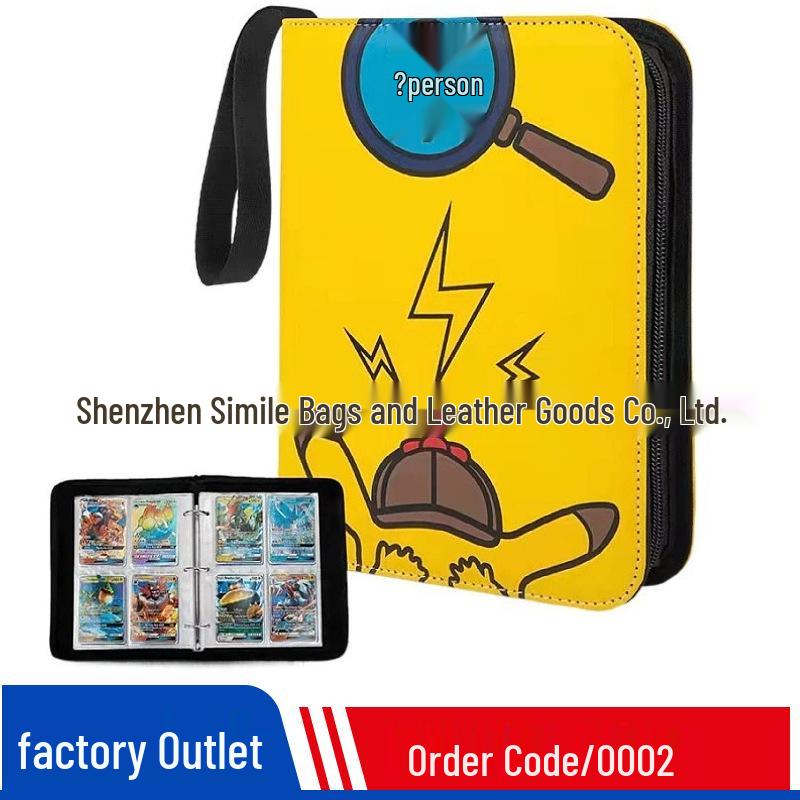 Pokémon Cartoon PU Game Card Collection Book with 4-Grid and 9-Grid Layouts
