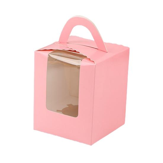 10Pcs 1 Position Handhold Cupcake Muffin Mousse Paper Packing Box Container