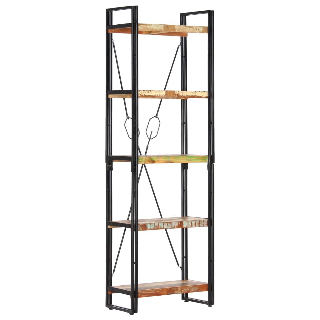 5 Shelf Bookshelf 60 X 30 X 180 Cm Reclaimed Wood Brown