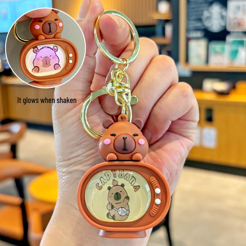 Capybara Luminous TV Keychain Backpack Pendant - Student Gift & Claw Machine Prize