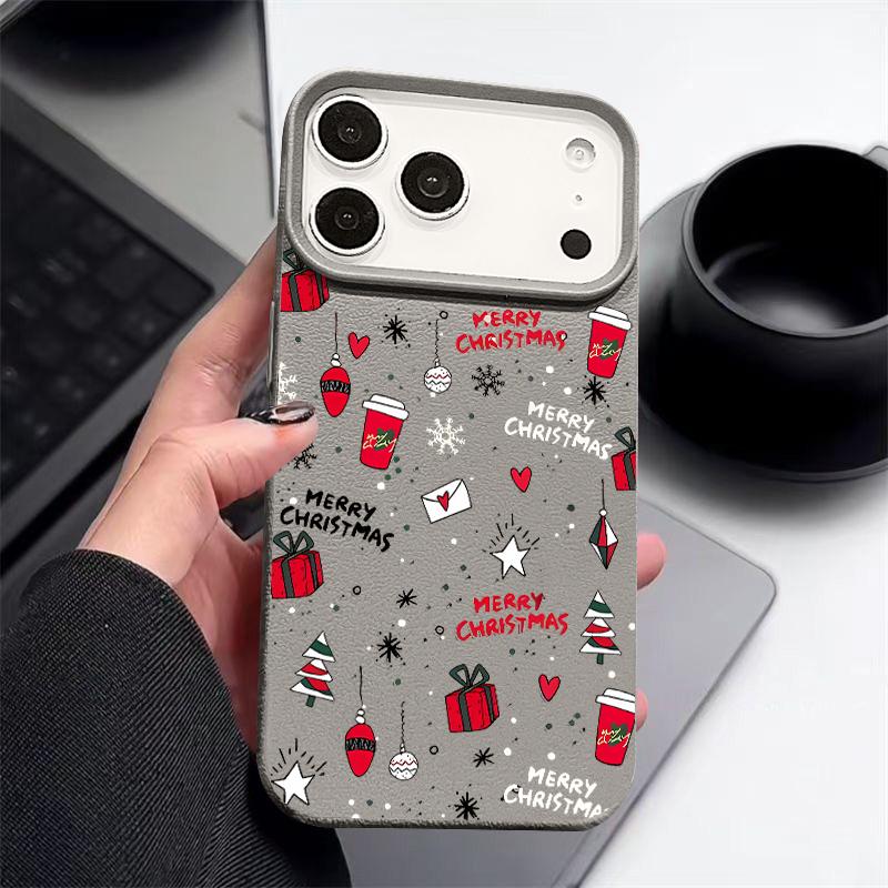 Urocze świąteczne wzory etui na telefon dla iPhone Air 17 16 15 14 Pro Max 13 12 Pro 11 16e Odporne na wstrząsy Tekstura skóry TPU Miękkie etui