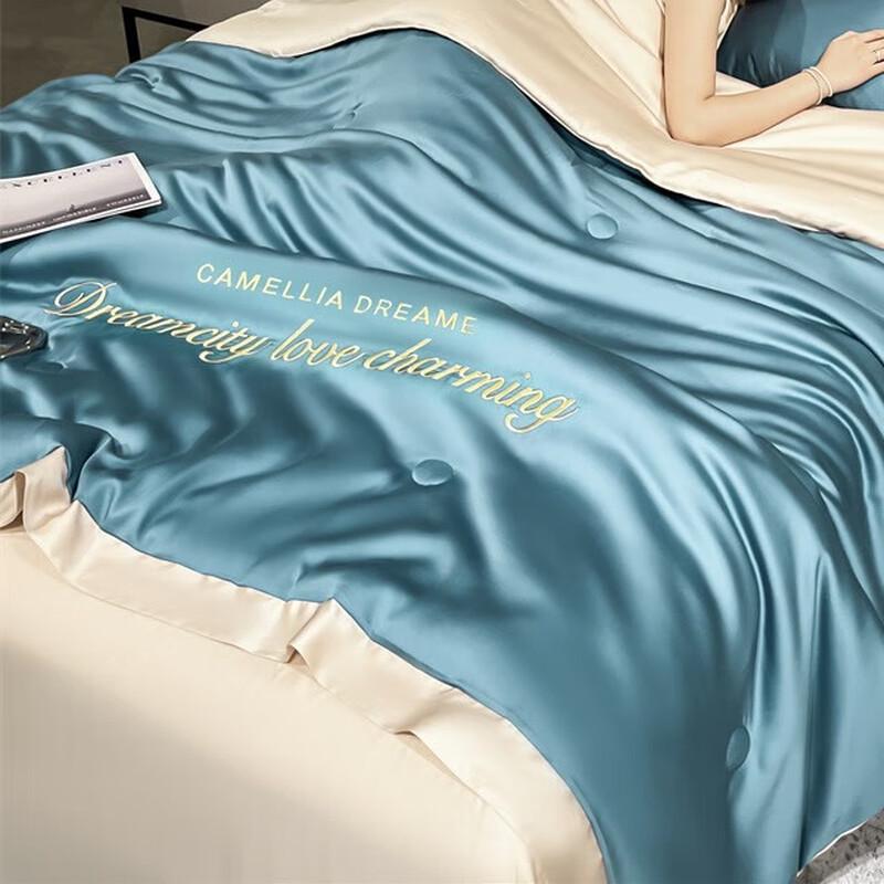 OEING Light Luxury Cooling Ice Silk Embroidered Summer Comforter 200x230cm