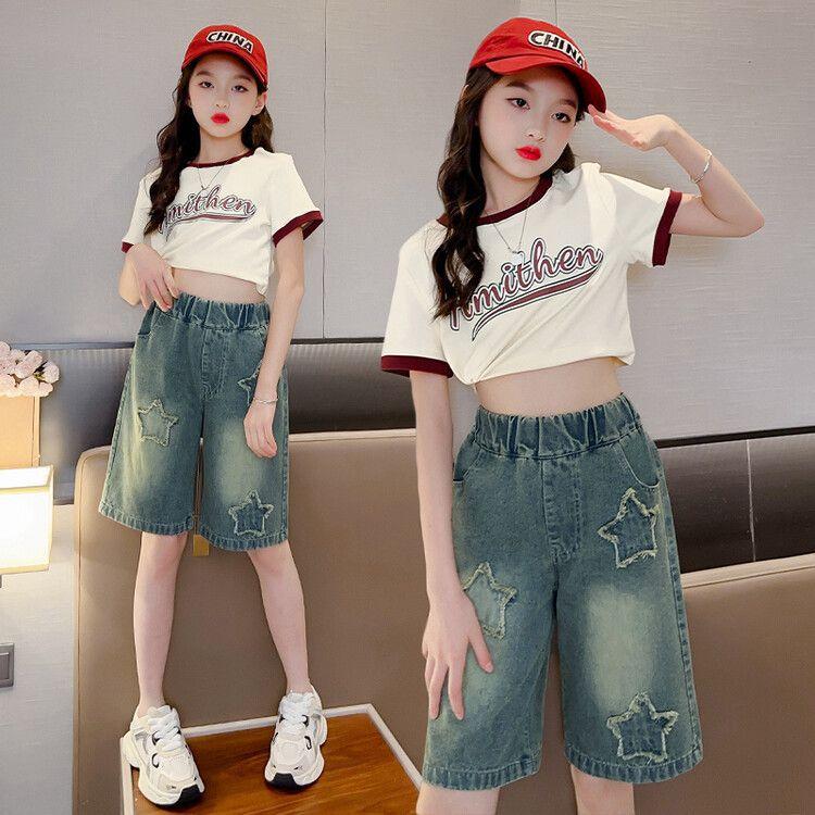 Retro Five Point Denim Shorts Loose and Tight Mid Waist Wide Legs Summer Thin Style Slimming and Loose Pants for Wearing Outside