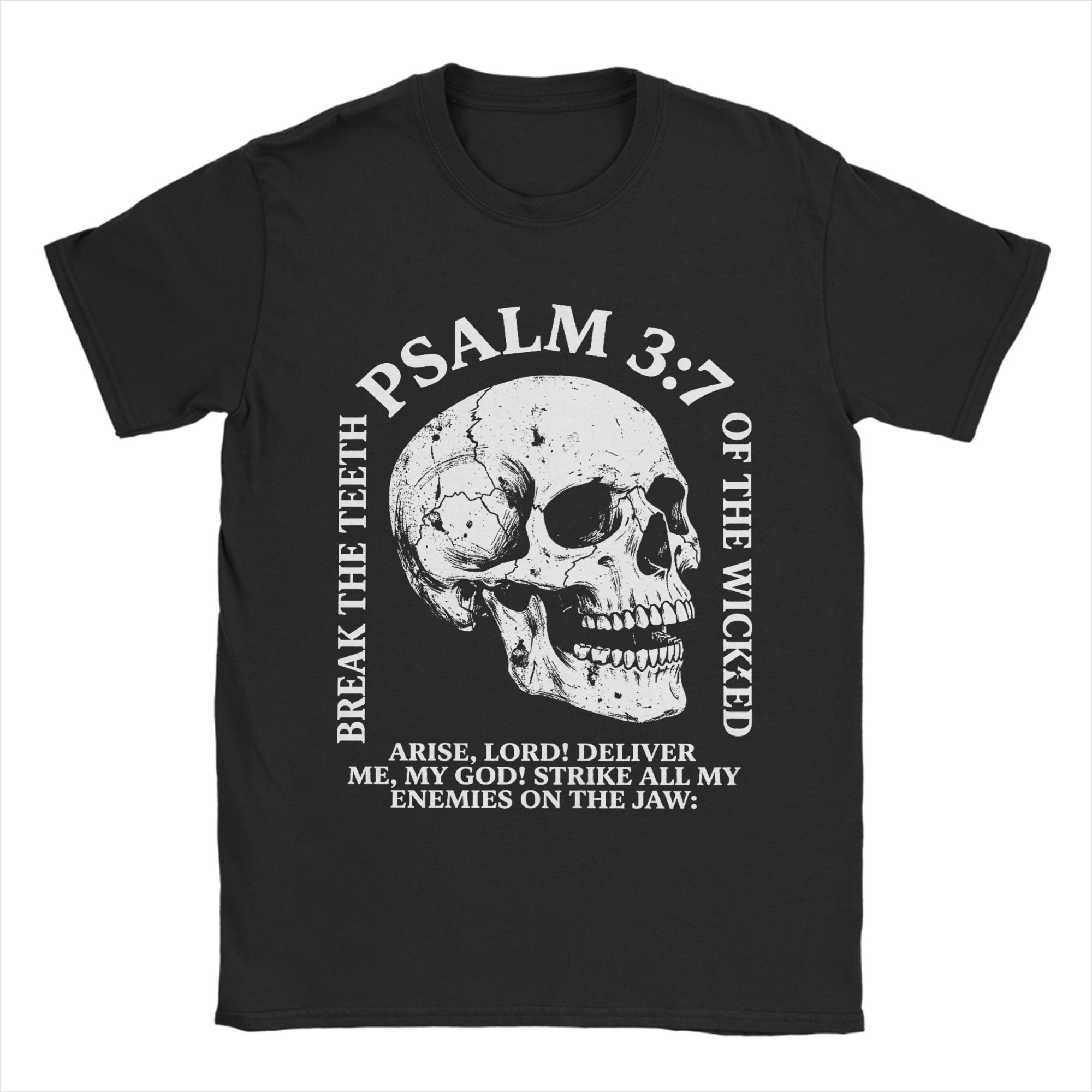 Break The Teeth of The Wicked Christian Psalm T Shirt Beach Cotton T Shirts For Unisex Popular Casual Tee Shirt Vintage Clothes S