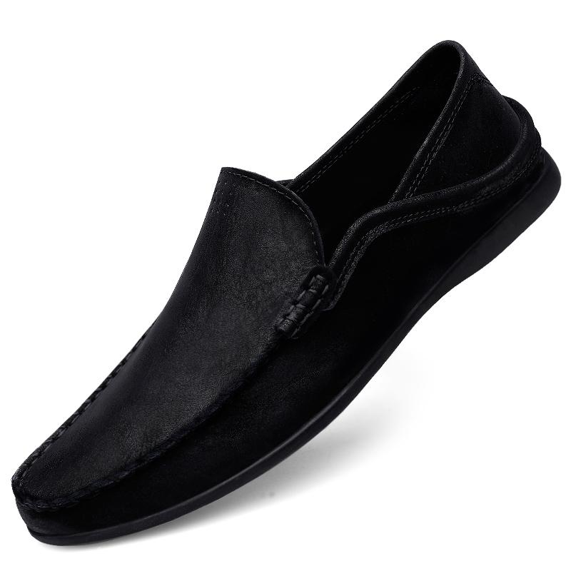 Loafers Men Casual Leather Shoes Slip On Spring Summer Black Brown Fashion Italian Trendy Luxury Designer Brand Loafer