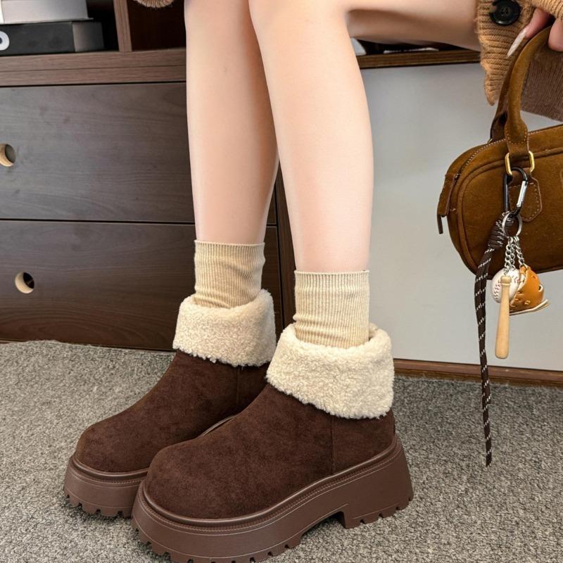 Winter New Velvet Thickened Thick Heel Martin Boots Women's Hair Warm Short Boots Snow Cotton Boots