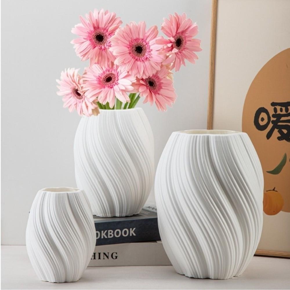 Nordic Wave Shaped Plastic Vase High-end Home Decoration Flower Arrangement Decoration White Water Cultivation Vase