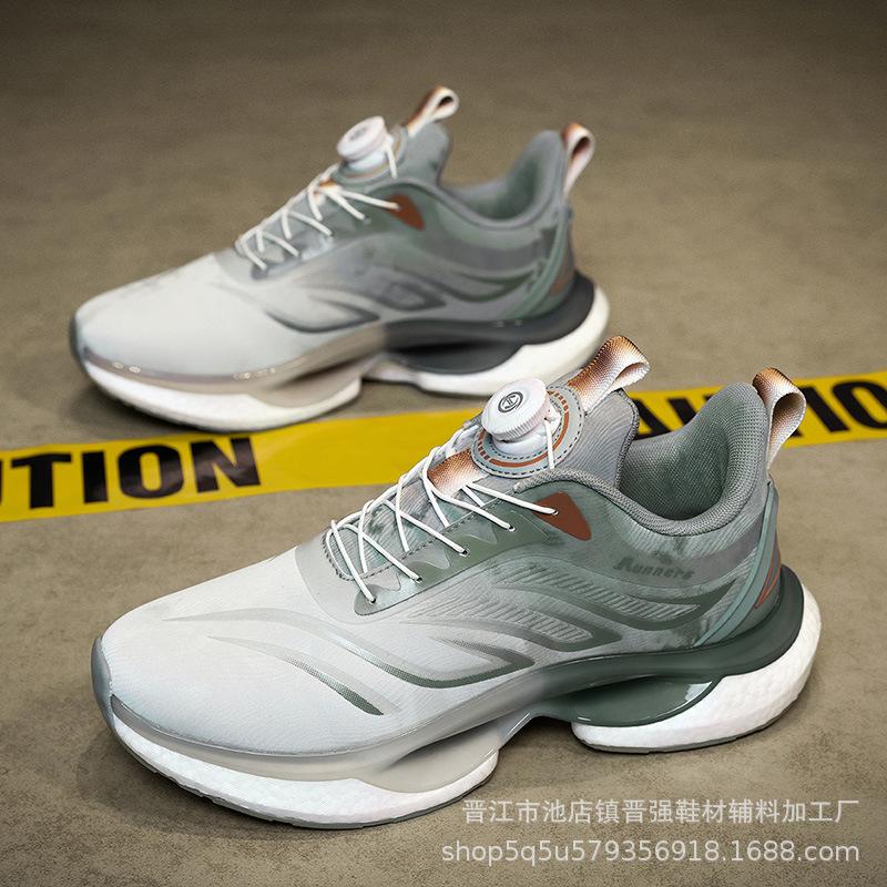 

Popular rotating button lace-up casual shoes comfortable non-slip shock-absorbing running shoes men s waterproof leather sneakers 36