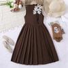 Girls' Fashionable Dress for Summer, Children's Elegant Sleeveless Three-dimensional Flower Pleated Dress