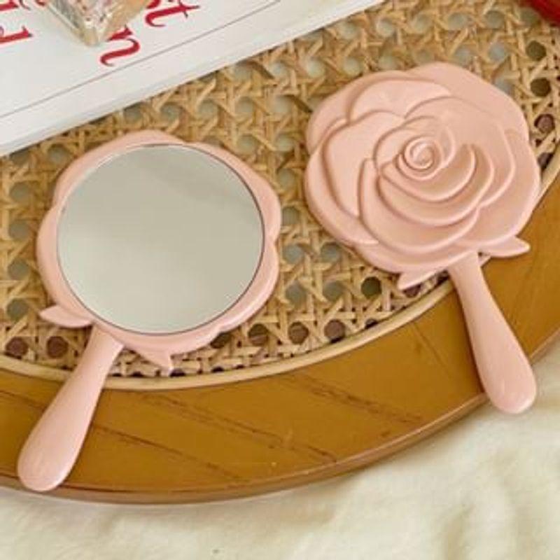 Buttermilk - Rose Shaped Handheld Mirror Pink