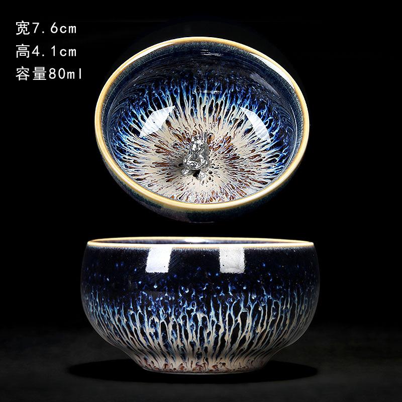 Colorful Tenmokus Tea Cup Fancy Jianzhan Ceramic Teacup Petal Shaped Chinese Style Small Tea Bowl teaware cup