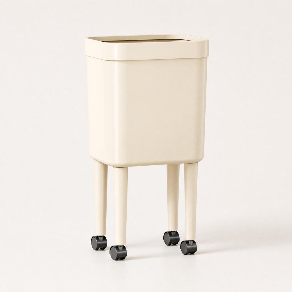 Wheeled Rectangular Trash Can with Caster Wheels Easy To Clean PP Plastic Waste