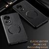 For Huawei Nova 12 12 Pro 12 Ultra Fine-Hole PU Cow Pattern Leather Outer Magnetic Ring Soft Edge Anti-Drop Phone Case