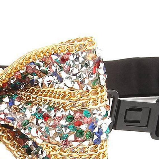 Men Bow Tie Adjustable Fit Shiny Rhinestone Design Neck Tie Weddings Groomsmen Business Formal Occasions Accessories