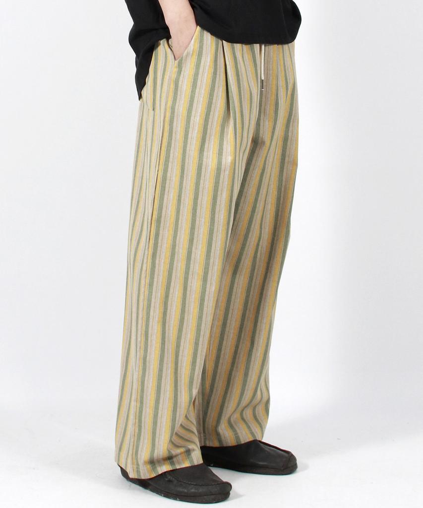 Deumakeu M Vintage Stripe Wide Pants Sage Green