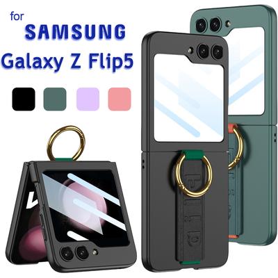 Für Samsung Galaxy Z Flip 5 5G Hülle Fashion Armband Schutzhülle Z Flip5 Hochwertige Hart-PC-Hülle mit Fingerringhalter Stoßfeste Hüllen