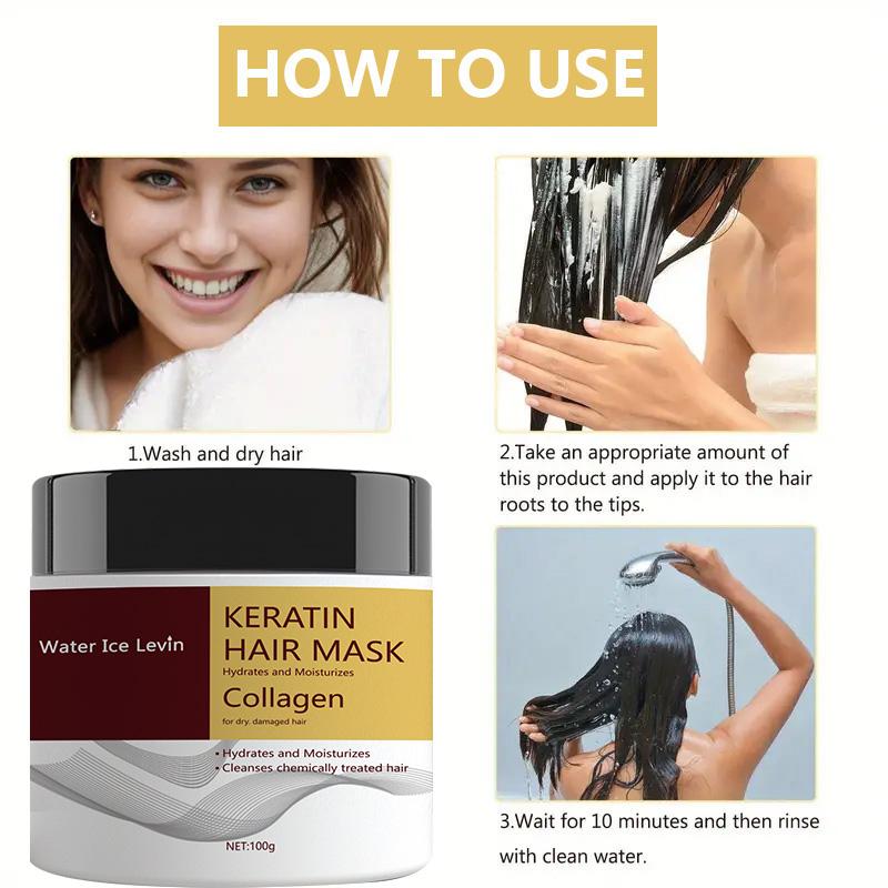 Keratin Hair Mask Hydrolyzed Keratin Collagen Hydrates Moisturizes Repairs Dry Damaged Hair Coconut Argan Oils 100g less