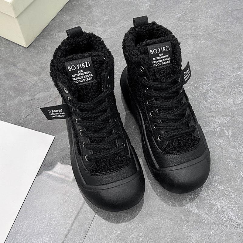 Mao Mao Shoes Platform High-top Shoes Short Boots Women's 2025 Autumn and Winter New Explosion Casual Height-increasing Lamb Cake Wool Velvet Cotto