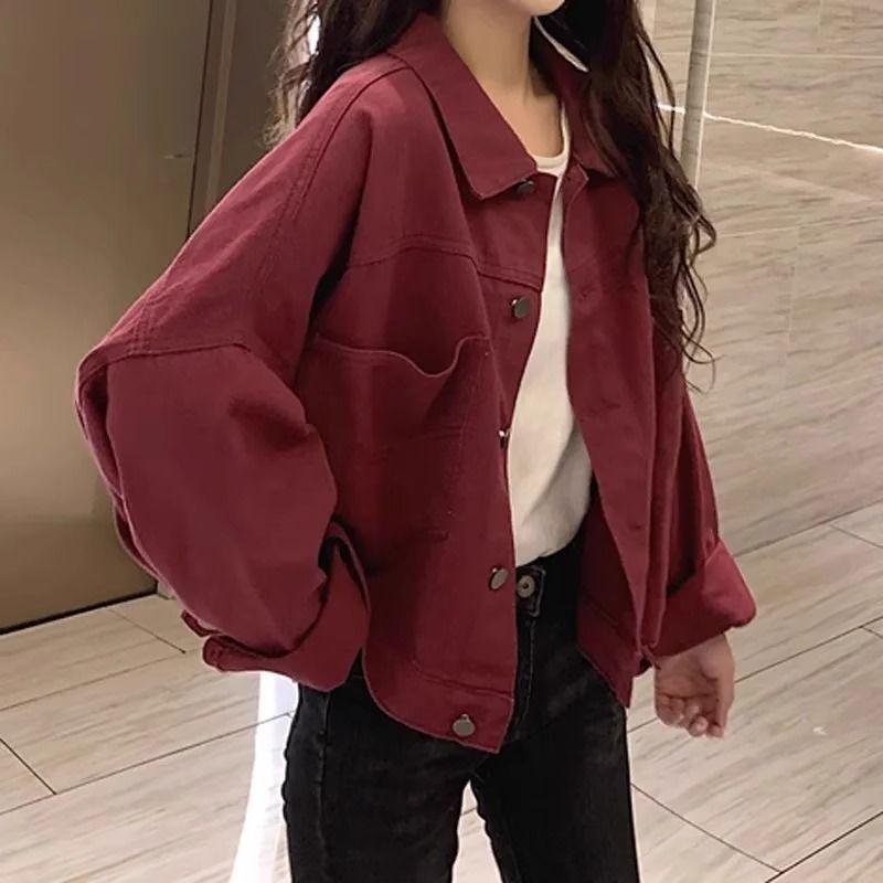 Plus Size Retro Hong Kong Style Denim Jacket for Women - Spring/Summer Korean Loose Fit, Short Design (Fits 2-300 Jin)