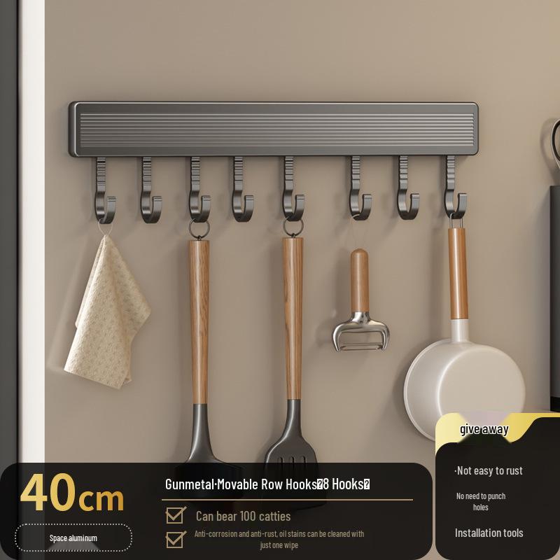 Multi-Functional Wall-Mounted Kitchen Hook Rack for Utensil Storage