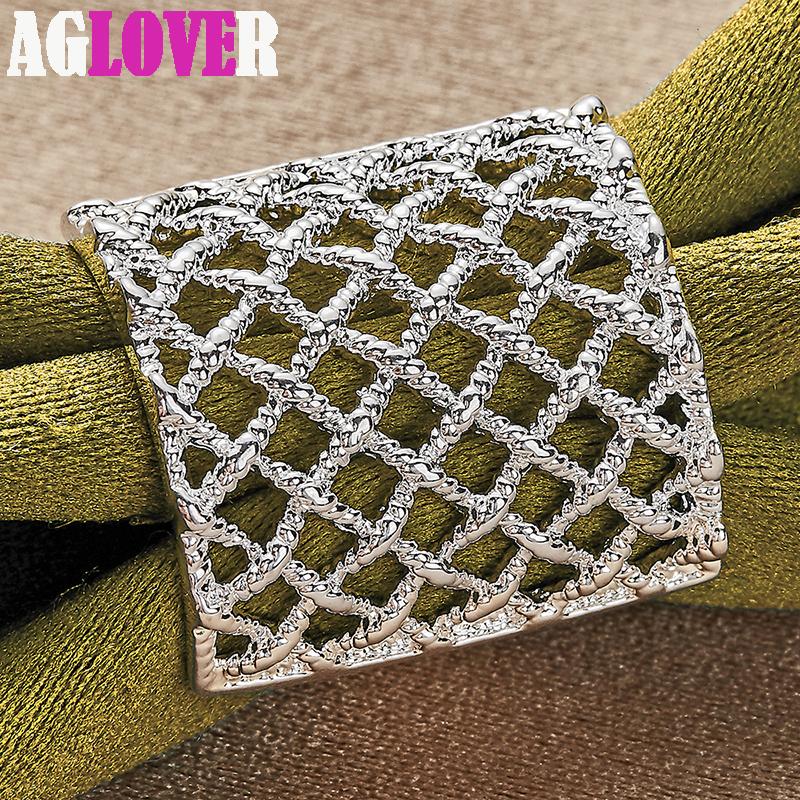 

Ювелірні вироби з квадратним кільцем із срібною сіткою 925 проби 10#