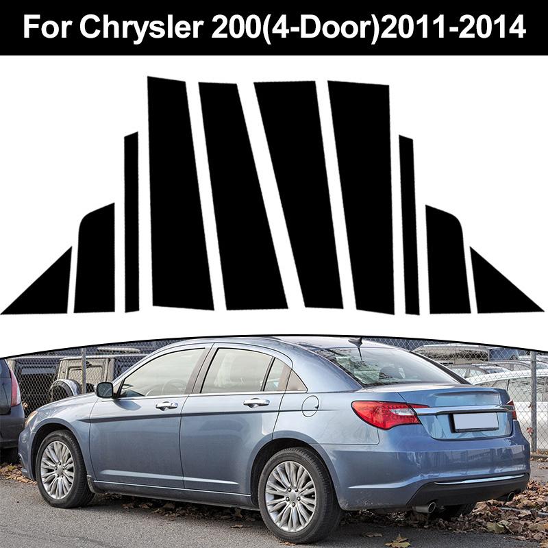 10Pcs Car Window Door Column B C Pillar Post Trim Cover Glossy Black PC Stickers Accessories Fit For Chrysler 200 (4-Door) 2011-2014
