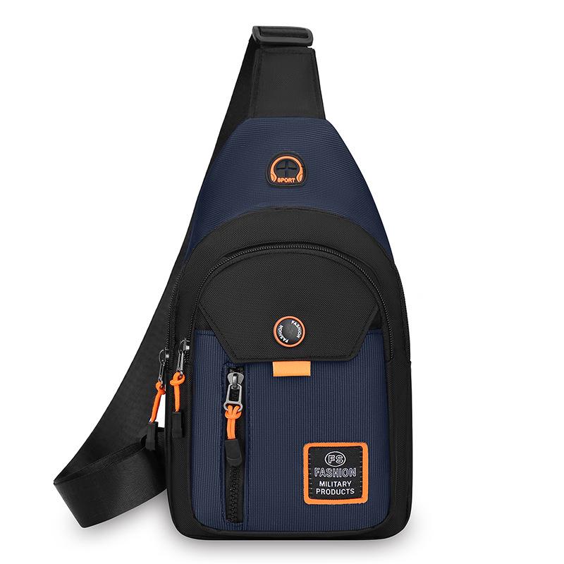 Men s Waterproof Oxford Chest Bag - Trendy Crossbody Sports Backpack синий
