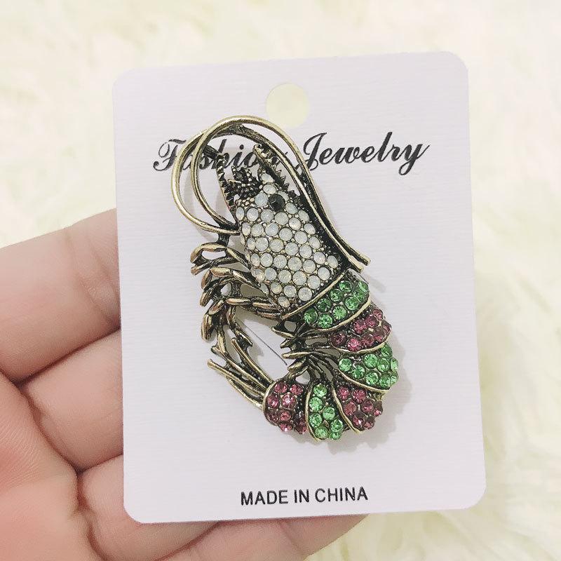 

Креативна ретро брошка з омарами, інкрустована діамантами, перебільшена мила тварина, шпилька, аксесуари для одягу