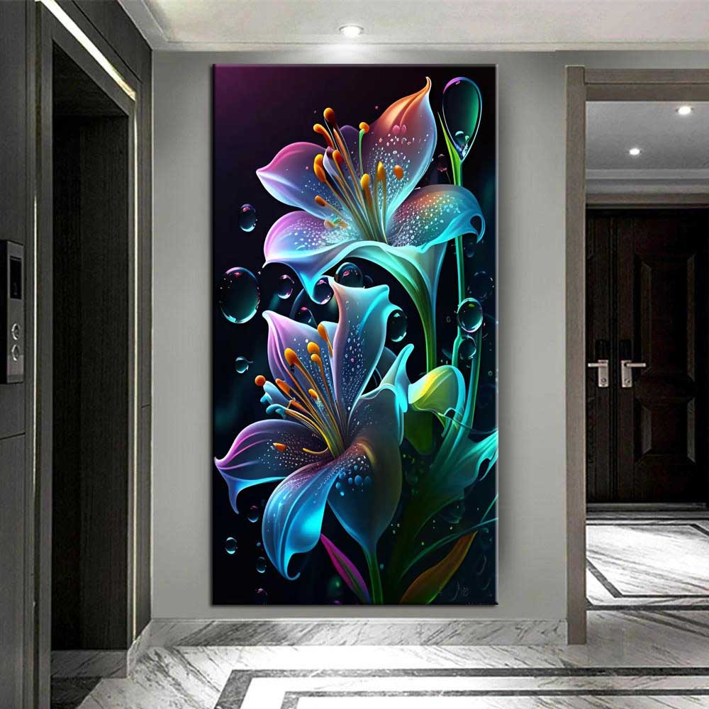 

Diy Большой Размер Красивые Цветы Лилии Алмазная Живопись Художественные Наборы 5D Полная Алмазная Мозаика Вышивка Горный Хрусталь Картина Настенный Декор J3773 round 60x120cm красный