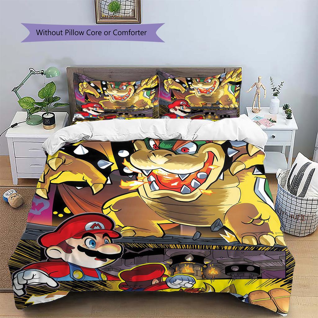 Super Mario Pattern Bedding Quilt Set Home Decoration Gift (1 * duvet cover + 2 * pillowcase without core)
