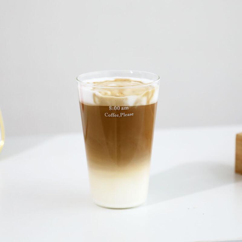 OLOEY Early Eight O clock Letter Glass Coffee Mugs (Set of 2)