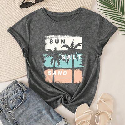 Fashion Women Striped Tree Print T Shirt Funny Casual O-neck Short Sleeves T-shirt Summer Female Tee Shirt