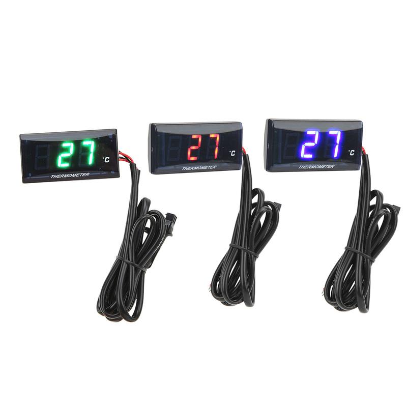LCD Vattentemperaturmätare Motorcykel DC12V LCD-skärm Smal Vattentemperaturmätare Med 16 mm T-stycke för Motorcykel
