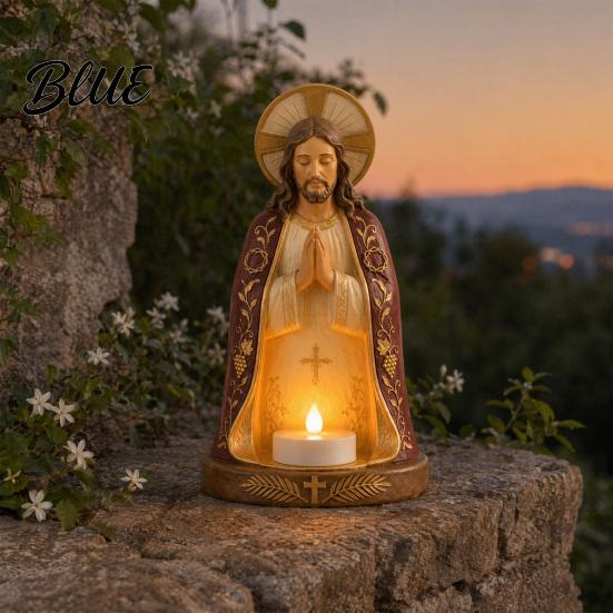 Unique Office Desk Ornaments Praying Figure Candlestick Decoration Religious Candle Holder Holder Fine Detail Carved for Home Living Room