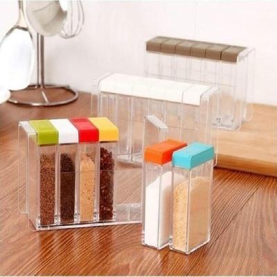 Barattoli Trasparenti in Plastica per Condimenti Cucina Cottura Portaoggetti Sale Zucchero Spezie Set Portaoggetti per Barattoli