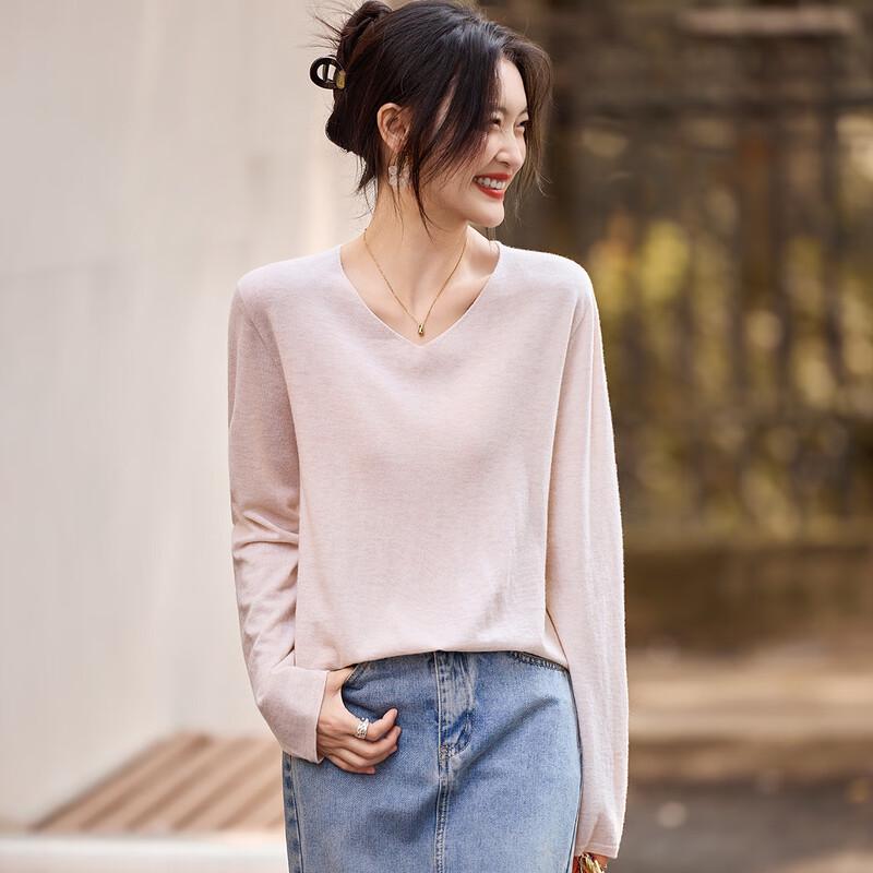 

Srcr Cashmere Blend Women s Loose V-Neck Knit Sweater M