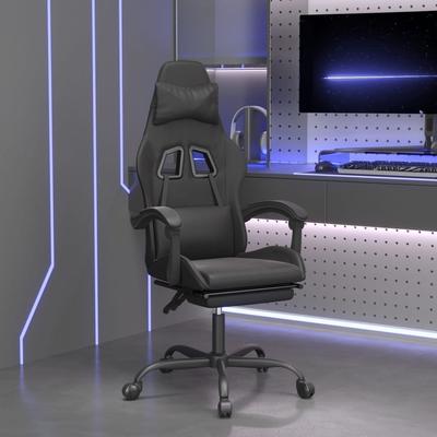 Vidaxl Fotel Gamingowy Z Podnóżkiem, Czarny, Sztuczna Skóra