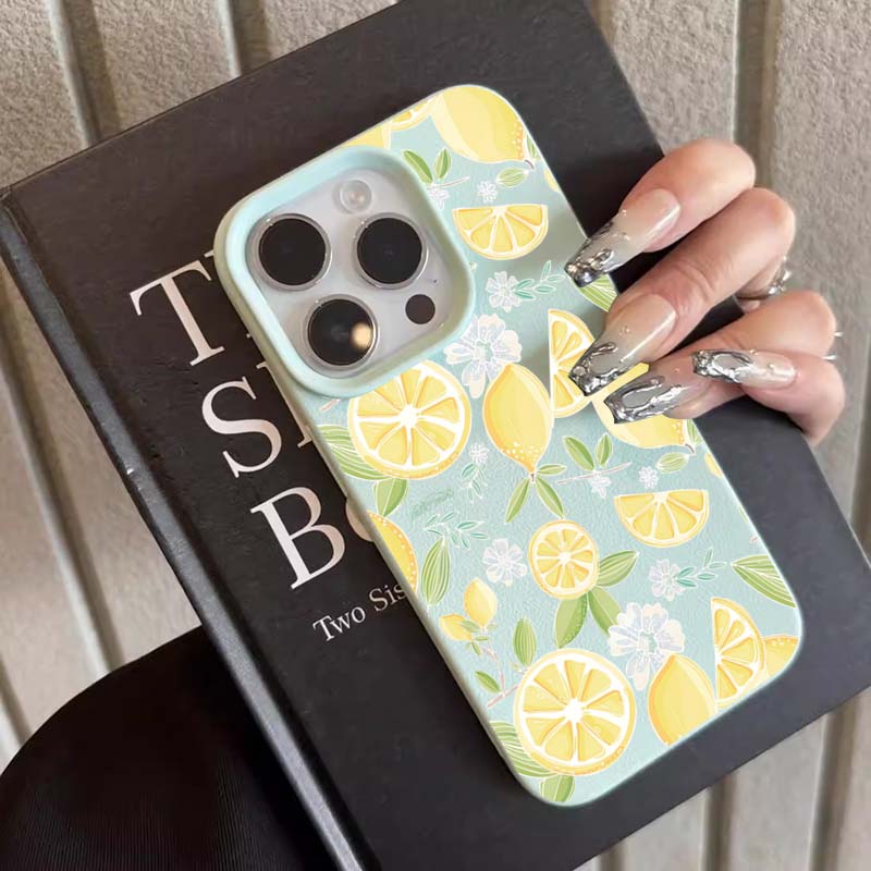 

Fresh Lemon Floral Pattern Design Protective Cover for iPhone 17 16 15 14 13 12 11 16E Series Pro Max Plus iphone 17 Pro
