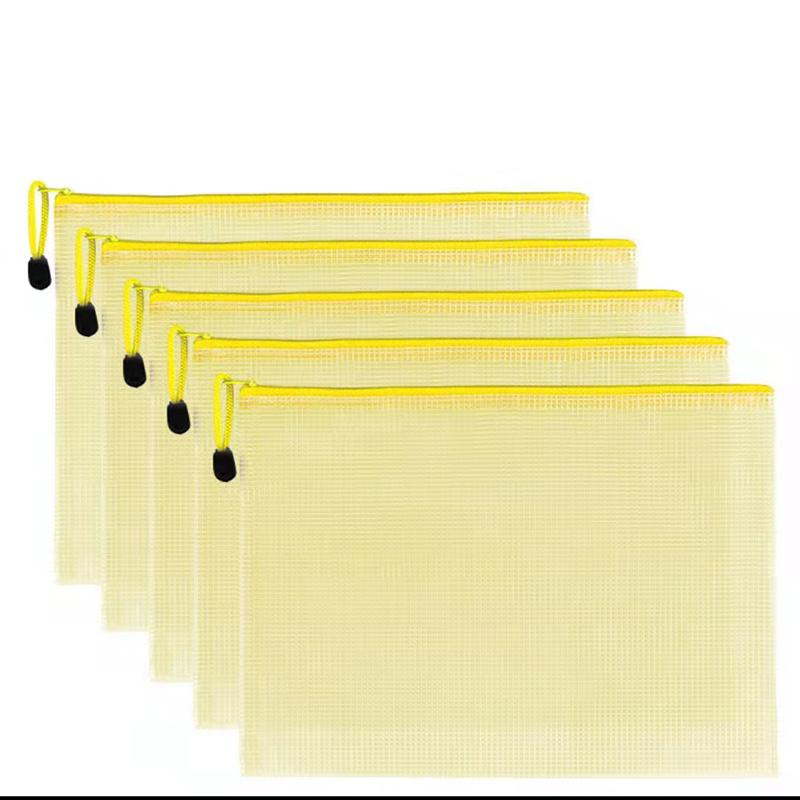 5pcs/lot Gridding Waterproof Zipper Bag Clear PVC A4 Binder Pockets Document Pen Filing Products Folders for Office & School