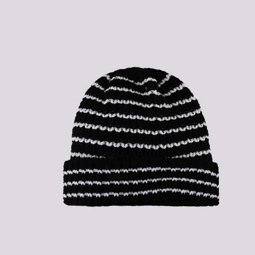 Ins Little Devil Women Stripe Beanie Striped Skull Cap Fashion Knit Hat Autumn Winter