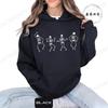 Women's Casual Hoodie Sweatshirt Aesthetic Dancing Skeleton Print Sportwear Skeleton Halloween Hoodie Long Sleeve Hoody Shirts