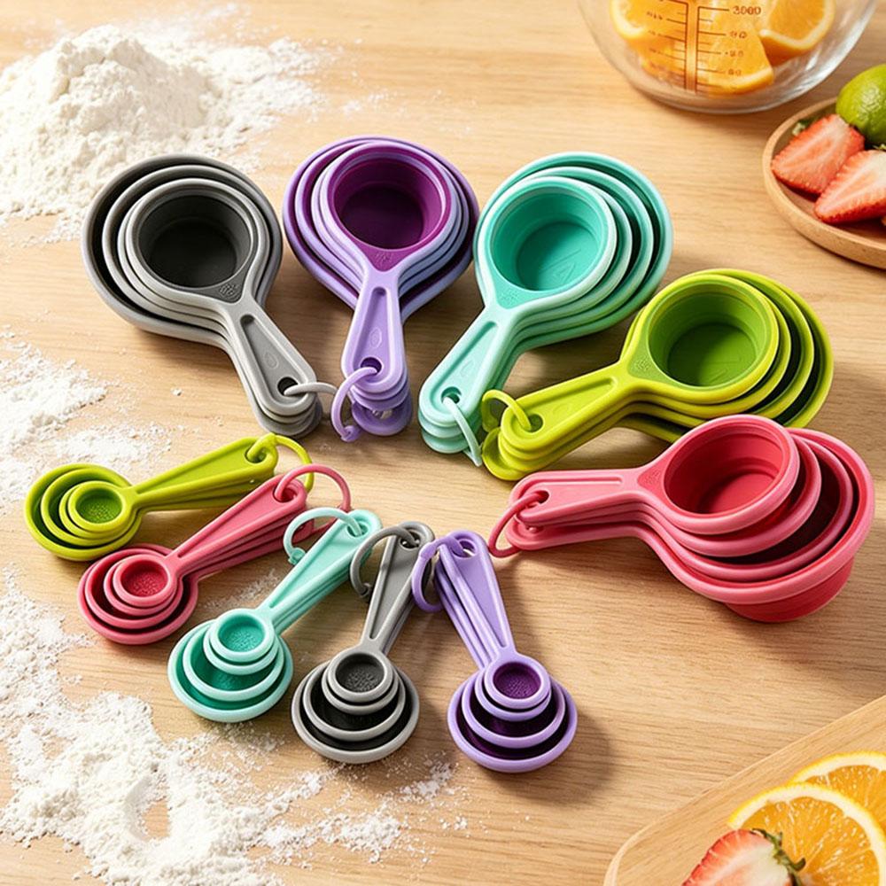 8Pcs Kitchen Measuring Spoon Measuring Cups Measuring Tools Portable Silicone Coffee Sugar Scoop Kitchen Gadgets