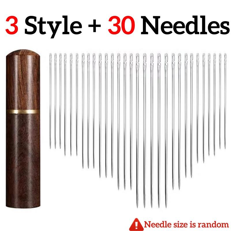 30PCS Side Hole Blind Sewing Needles Stainless Steel Quick Automatic Self-Threading Needles DIY Hand Sewing Needles Accessories