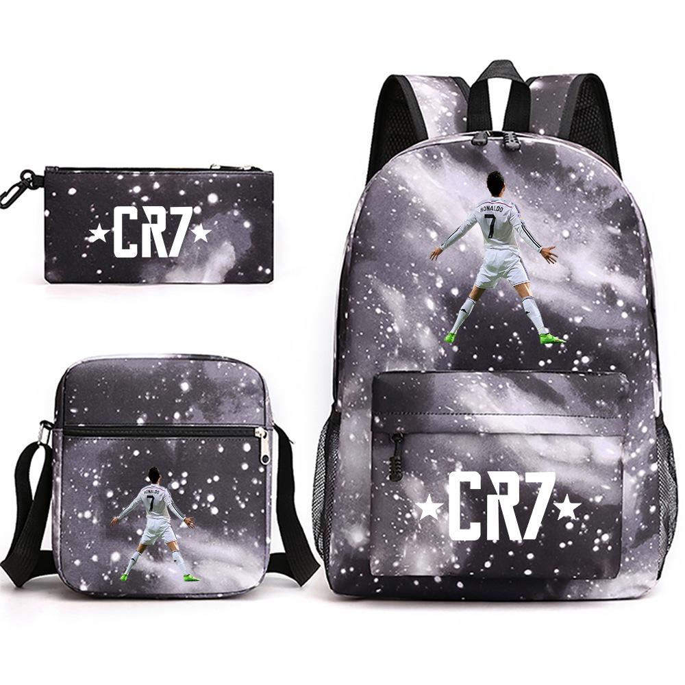 3 Piece School Backpack Set for Students Large Capacity Oxford Cloth Schoolbag with Shoulder Strap and Pencil Case