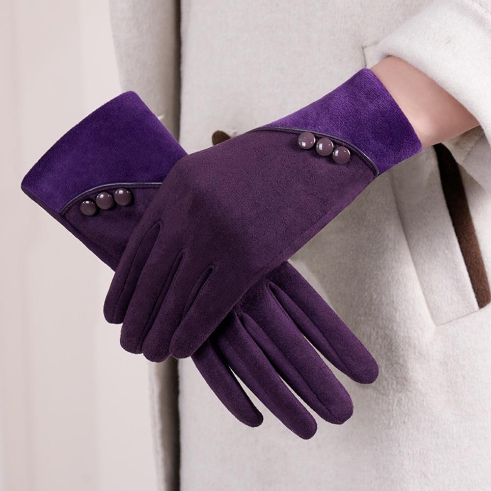 

Suede Women s Warm Gloves with Warm Lining Outdoor Sport Glove for Autumn Winter фіолетовий