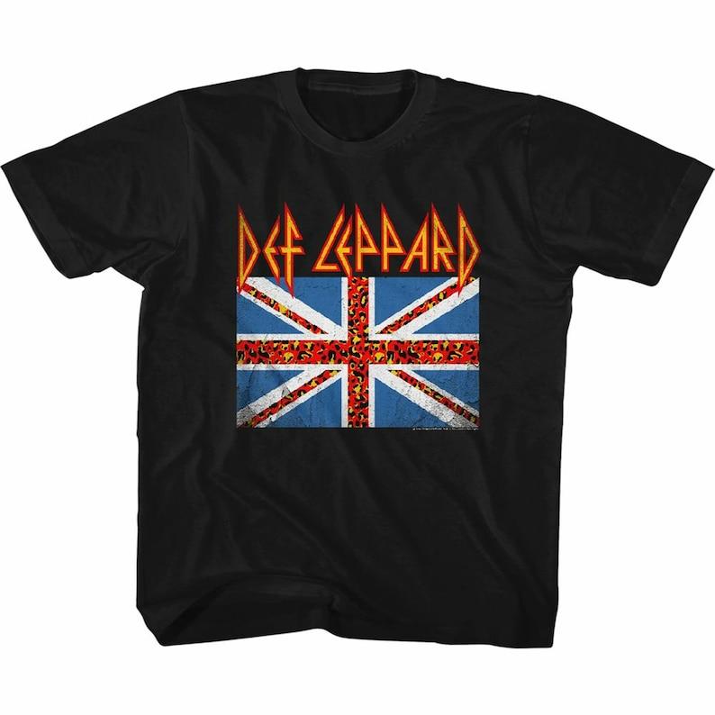 Def Leppard Leopard Flag Black Kids T-Shirt Youth Toddler 100