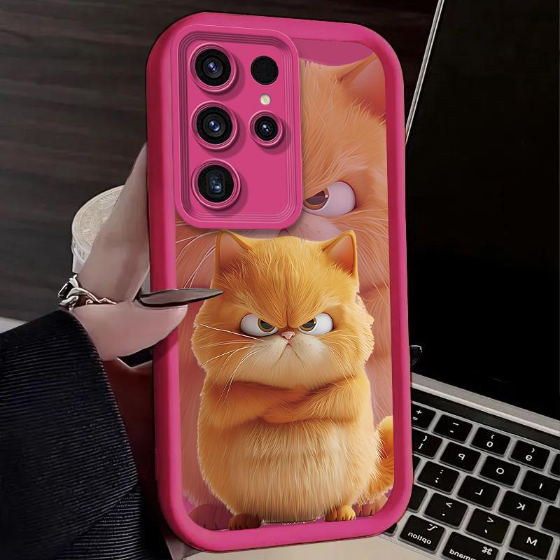 Niedliche Lustige Cartoon Schwarze Katze Hülle für Samsung Galaxy S24 S25 S23 Ultra S22 S21 Plus FE A36 A56 A26 A16 A06 A15 A25 A35 A55 5G